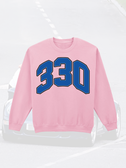"330" Campus Pink & Denim Crewneck
