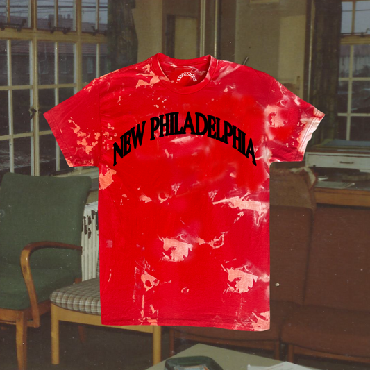 "NEW PHILADELPHIA" Puff Arch Acid Wash Tee